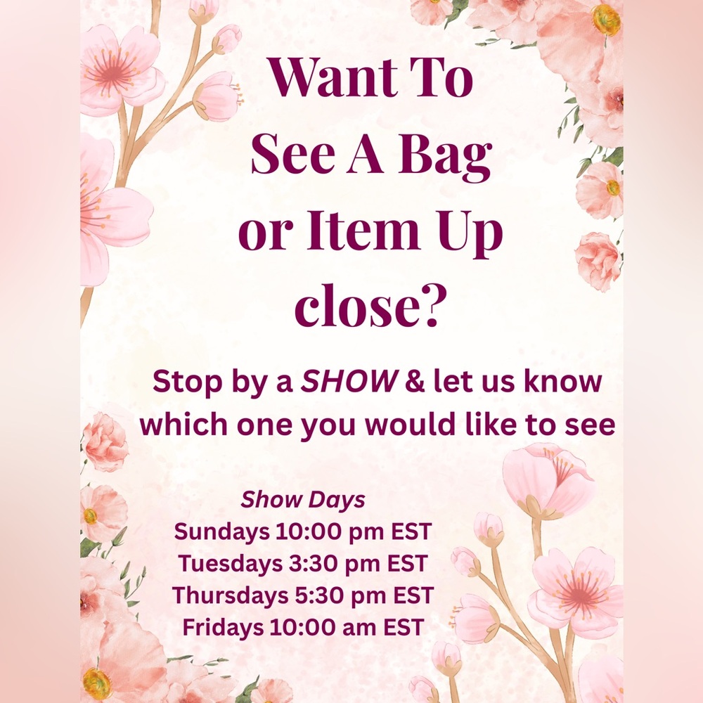 Welcome to our closet! Check out an item live during a show.